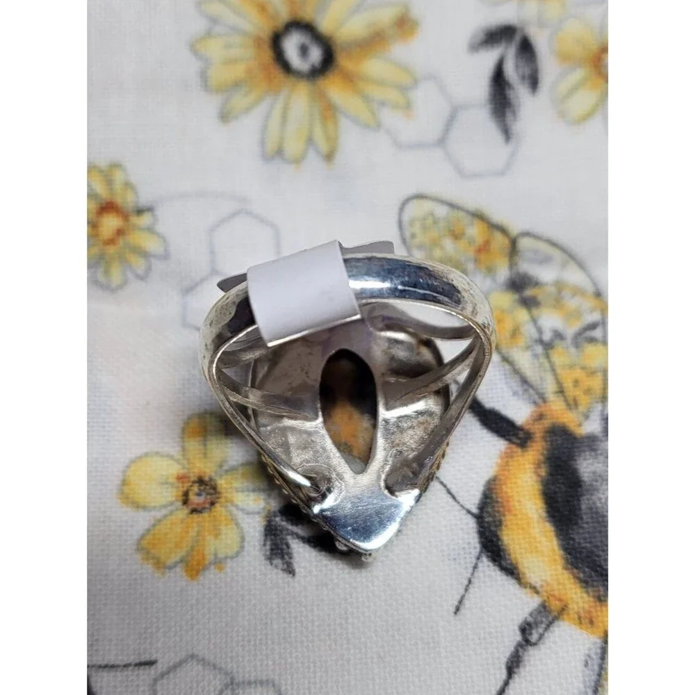 Sterling Silver Spiny Oyster Copper Turquoise Teardrop Ring